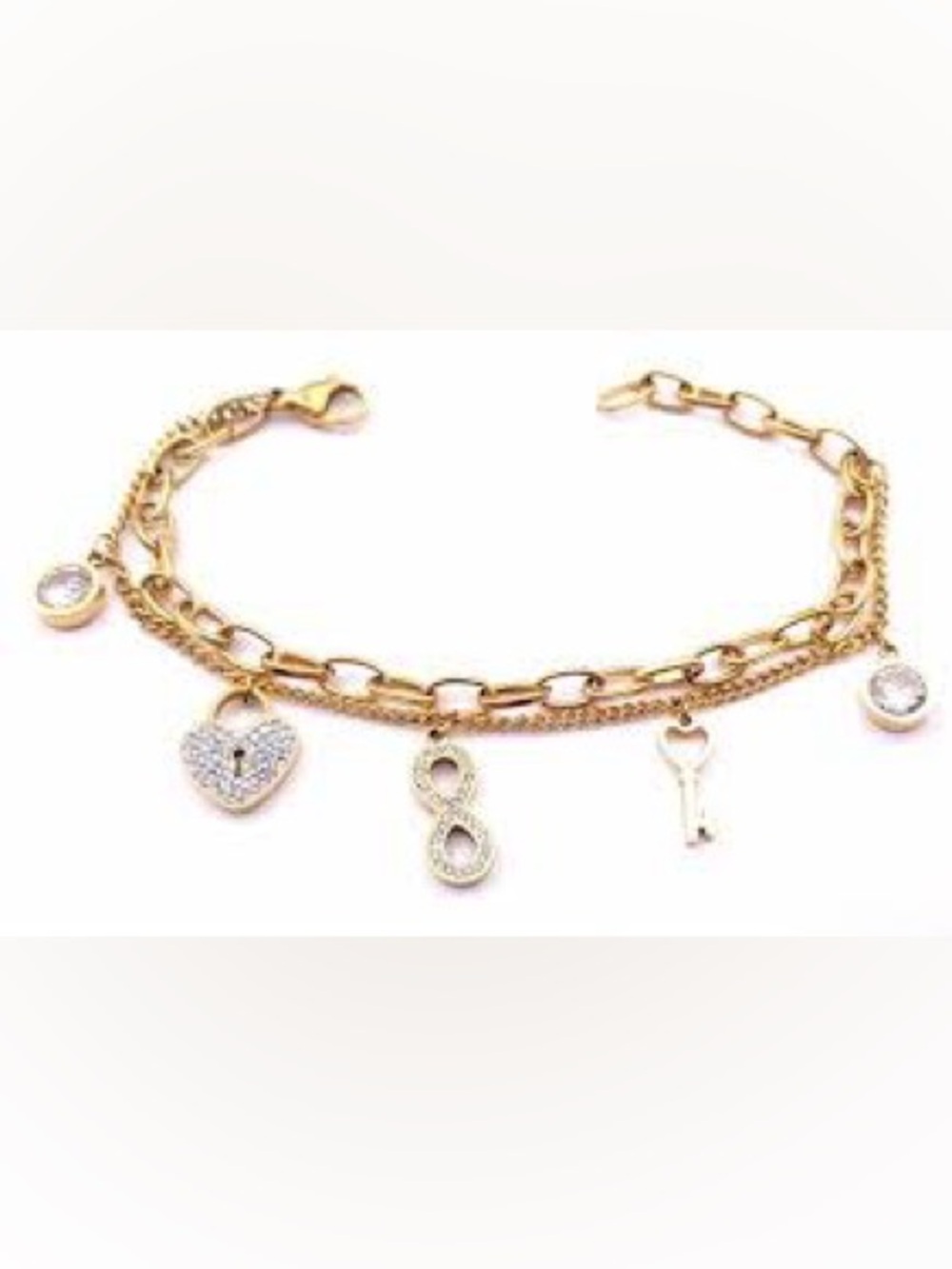 Gold Heart Lock Charm Bracelet - Women Jewelry Bracelet